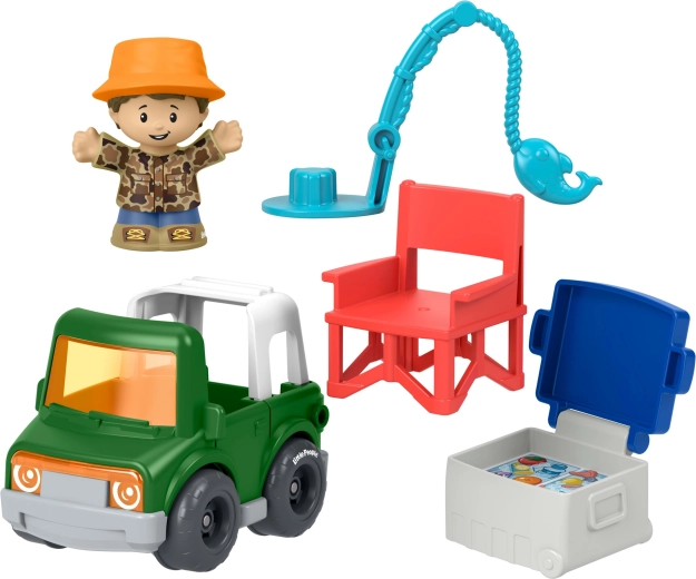Fisher-Price Little People komplet z vozilom, figurico in dodatki – ribiška dogodivščina - 1 kos