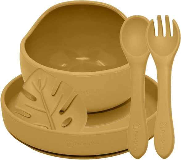 Petite&Mars silikonski jedilni set Take&Match 4 kosi intense ochre 6m+
