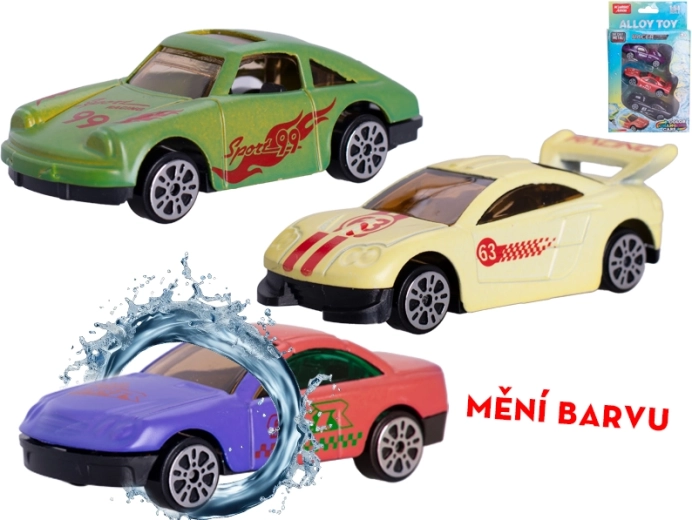 Komplet kovinskih avtomobilčkov 7 cm, ki spreminjajo barvo – prosti tek, 3 kosi