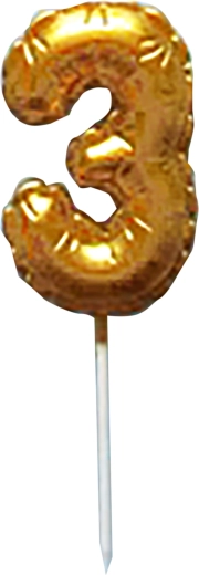 Tortna svečka številka 3 zlata 6 cm
