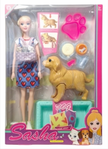 Punčka s psom in mladički – interaktivni porod