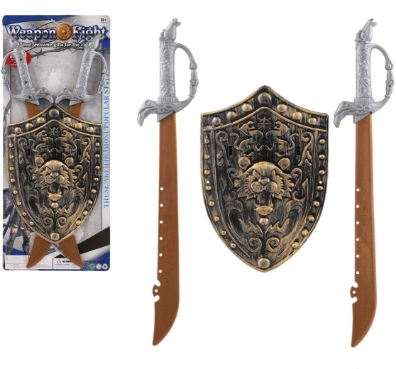 Viteški set za otroke – 2 meča in okrašen ščit