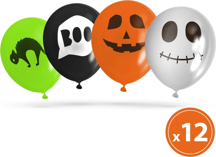 Komplet halloween balonov s 4 motivi, 12 kosov