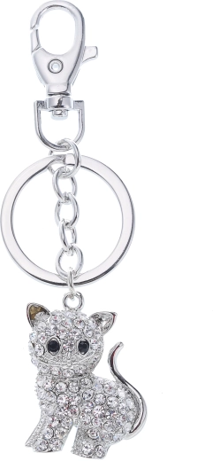 Obesek za ključe srebrna mačka PINK
