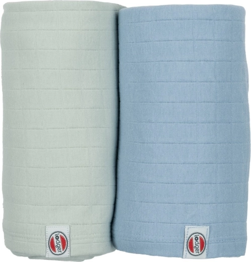 Lodger swaddler solid iz organskega bombaža 110 × 110 cm Peppermint/Blue fogg (2 kosa)