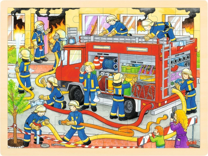 GOKI wooden puzzle Firefighters – Battle with the Flames, 48 pieces