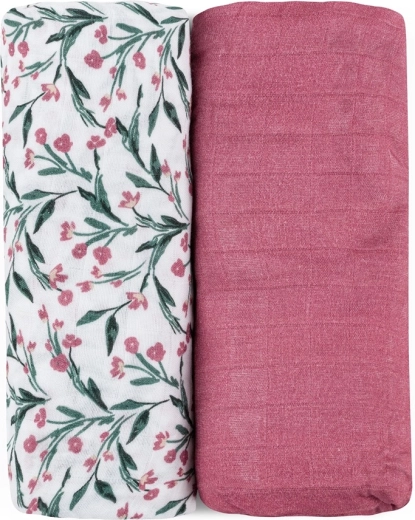 Petite&Mars bambusove muslinske povijalne plenice Misty pink meadow 2 kosa 120 × 120 cm