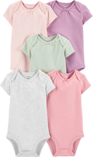 Carter's girls' short-sleeve bodysuits, monochromatic, 5 pcs, size 56 (NB)