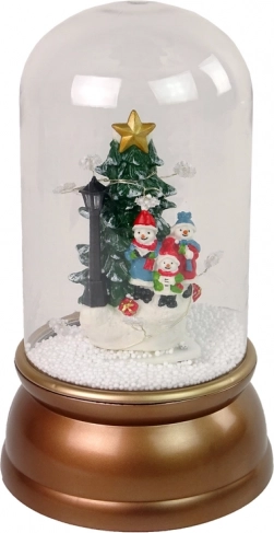 Steklena božična dekoracija s snegom in snežaki, zlata