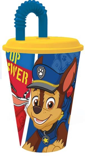 Plastični lonček s slamico PAW PATROL 430 ml moder