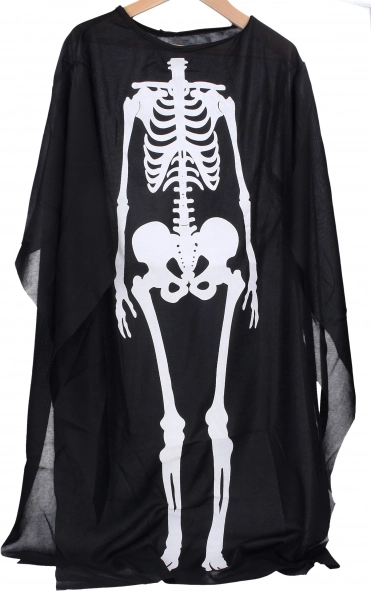 črn plašč s skeletnim motivom za otroke