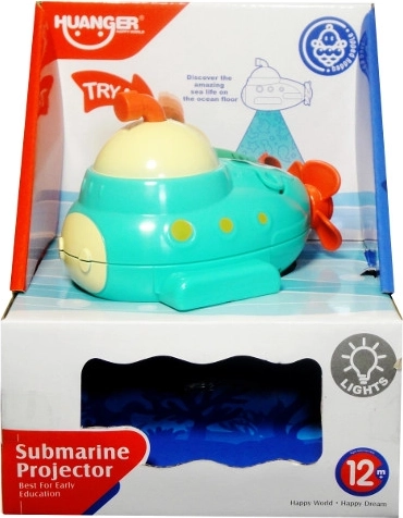 Submarine bath toy with light projector