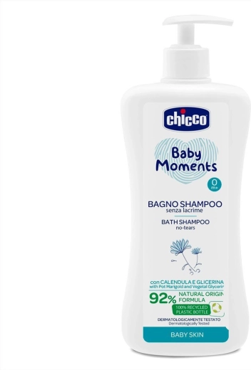 Chicco Baby Moments gel za prhanje 2v1 za lase in telo z dozirnikom 750 ml