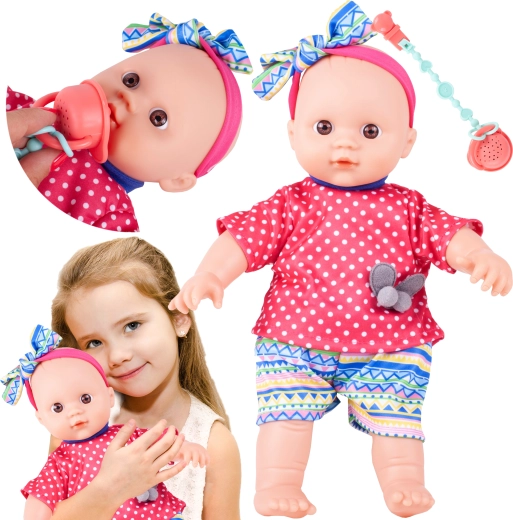 Punčka s naglavnim trakom in dudo z zvoki