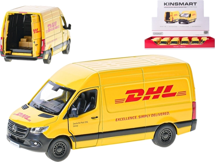 Kovinski model dostavnika Mercedes‑Benz Sprinter DHL 1:48 Kinsmart