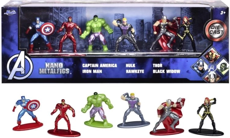 kovinske zbirateljske nano figurice MARVEL AVENGERS, komplet 6 kos (4 cm)