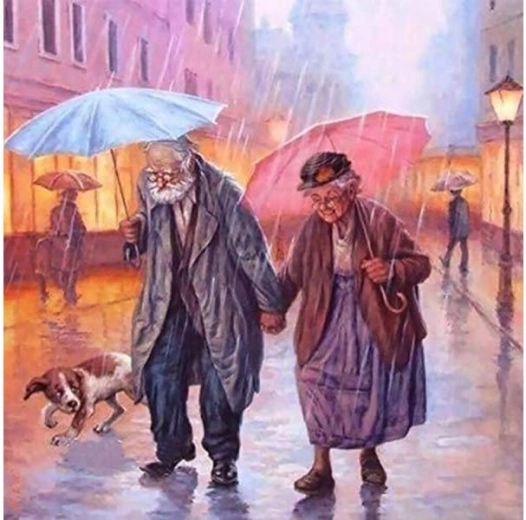 Canvas painting by numbers in a frame 45 × 45 cm – Walk in the Rain