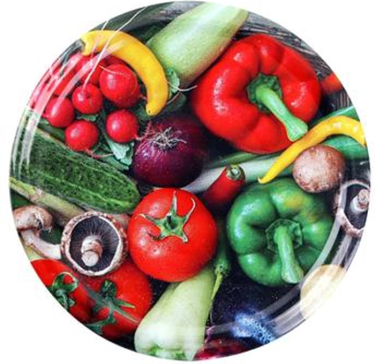 Pokrovčki za konzervacijske kozarce z motivom zelenjave 82 mm, 10 kos