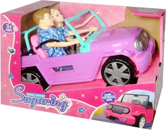 Roza kabriolet z dvema punčkama