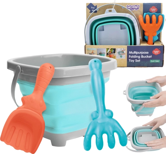 Zložljivo silikonsko vedro z grabljicami in lopatko WOOPIE 5 l