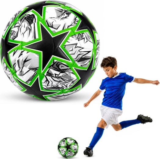 Trening nogometna žoga velikost 5, črno-zelena, 22 cm