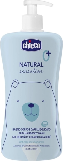 Chicco gel za prhanje 2 v 1 za telo in lase z alojo in kamilico Natural Sensation 500 ml