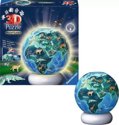 Ravensburger svetleča 3D sestavljanka Nočna zemlja, 72 kosov