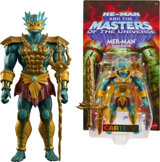 Mattel Masters of the Universe Origins Cartoon Collection 200X figura Tryton (Mer-Man) 15 cm z dodatki