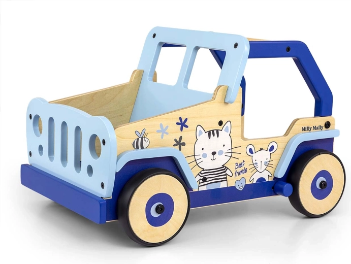 Wooden baby walker and push car Milly Mally Explorer cat and mouse