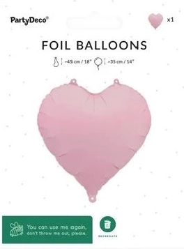Folijski balon v obliki srca, mat rožnat, 45 cm