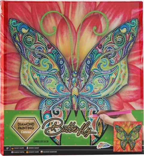 GRAFIX Diamond Painting – Butterfly 30 × 30 cm, Stretched on Wooden Frame