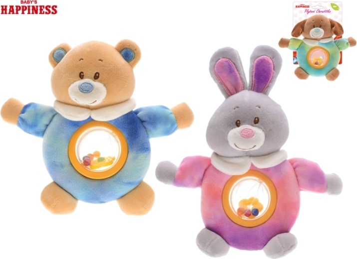 Plišasta živalca z ropotuljico Baby Happiness 17 cm