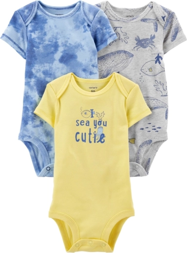 Carter's fantovski bodi s kratkimi rokavi Blue Ocean - 3 kos – 3 m