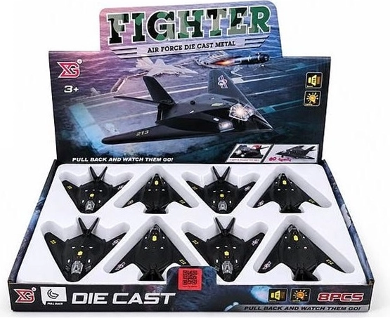 Military airplane with light and sound 15 cm - 1 piece