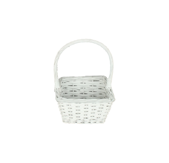 Bel pleten koš s številko 20 × 20 × 12/30 cm z ročajem