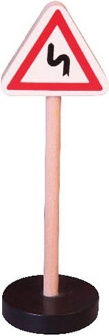 Babu leseni prometni znak Pozor ovinki