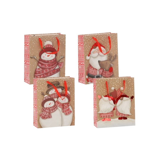 Darilna vrečka Božične figure 18 × 24 × 8 cm (12 kosov)