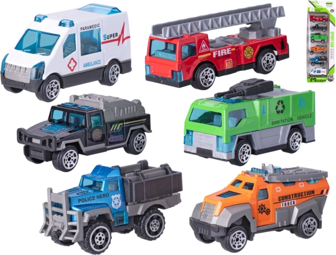 Set kovinskih avtomobilčkov mix 6 kos (6,5–7,5 cm) v darilni škatli