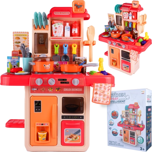 Rožnata otroška kuhinjica 63 cm z 42 dodatki