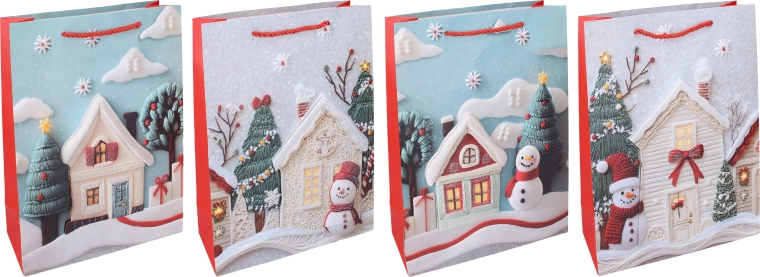 Božična darilna vrečka L 30 × 40 × 12 cm – 1 kos