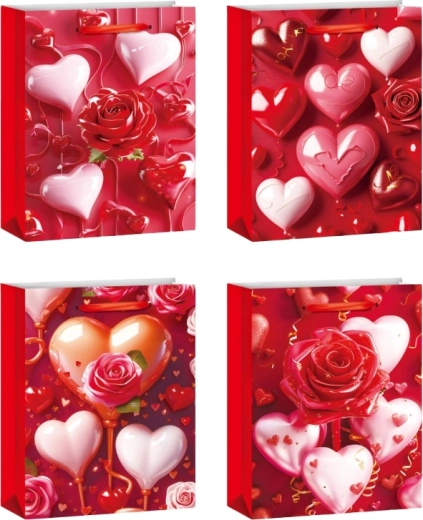 Darilna vrečka XL Srčki za zaljubljene 40 × 55 cm