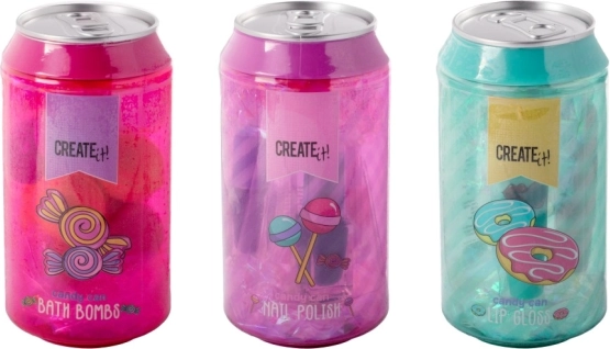 Kozmetična pločevinka CREATE IT! Candy – kopalne bombe, laki za nohte ali glosi za ustnice
