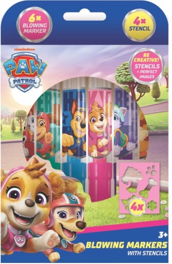 Pihalne flomastri s šablonami za deklice Paw Patrol, 6 kosov