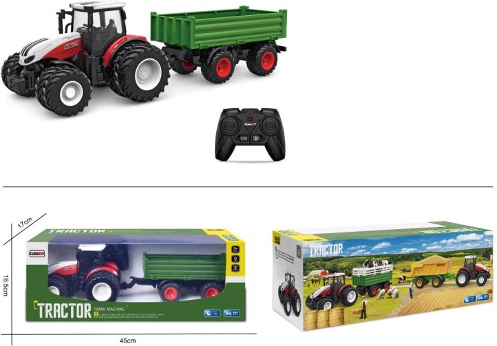 Daljinsko voden traktor s prikolico in lučmi