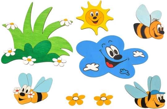 Lesena dekoracija travnik in čebelice DoDo