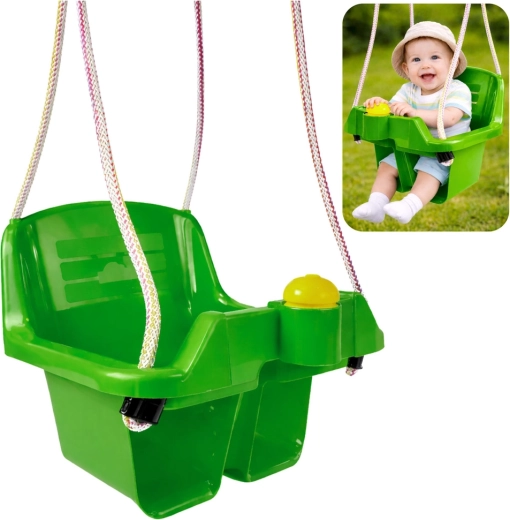 Zelena otroška nihajna gugalnica z varnim sedežem