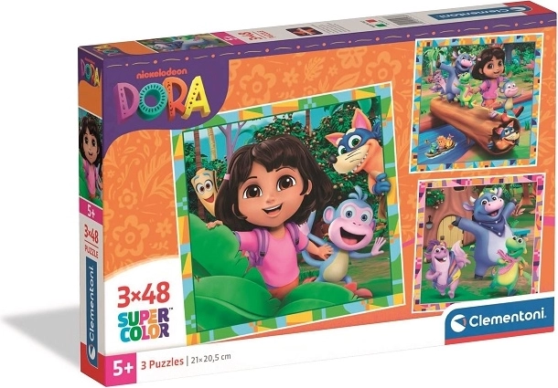 Clementoni sestavljanka Dora 3×48 kosov SuperColor