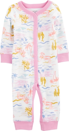 Carter's pajac brez stopal na pritiskače Sleep&Play Pink Palm za deklico, velikost 56 (NB)