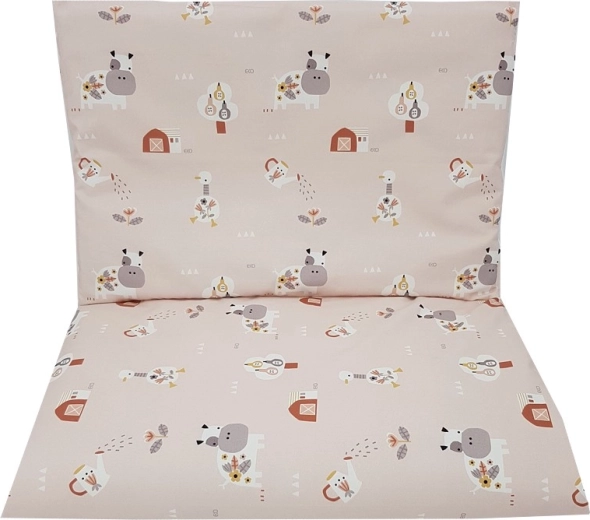 EKO otroška bombažna posteljnina 2-delna My Farm, rožnata