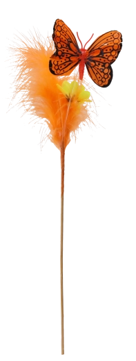 Velikonočna dekoracija na paličici metulj s peresci, mešanica barv, 30 cm